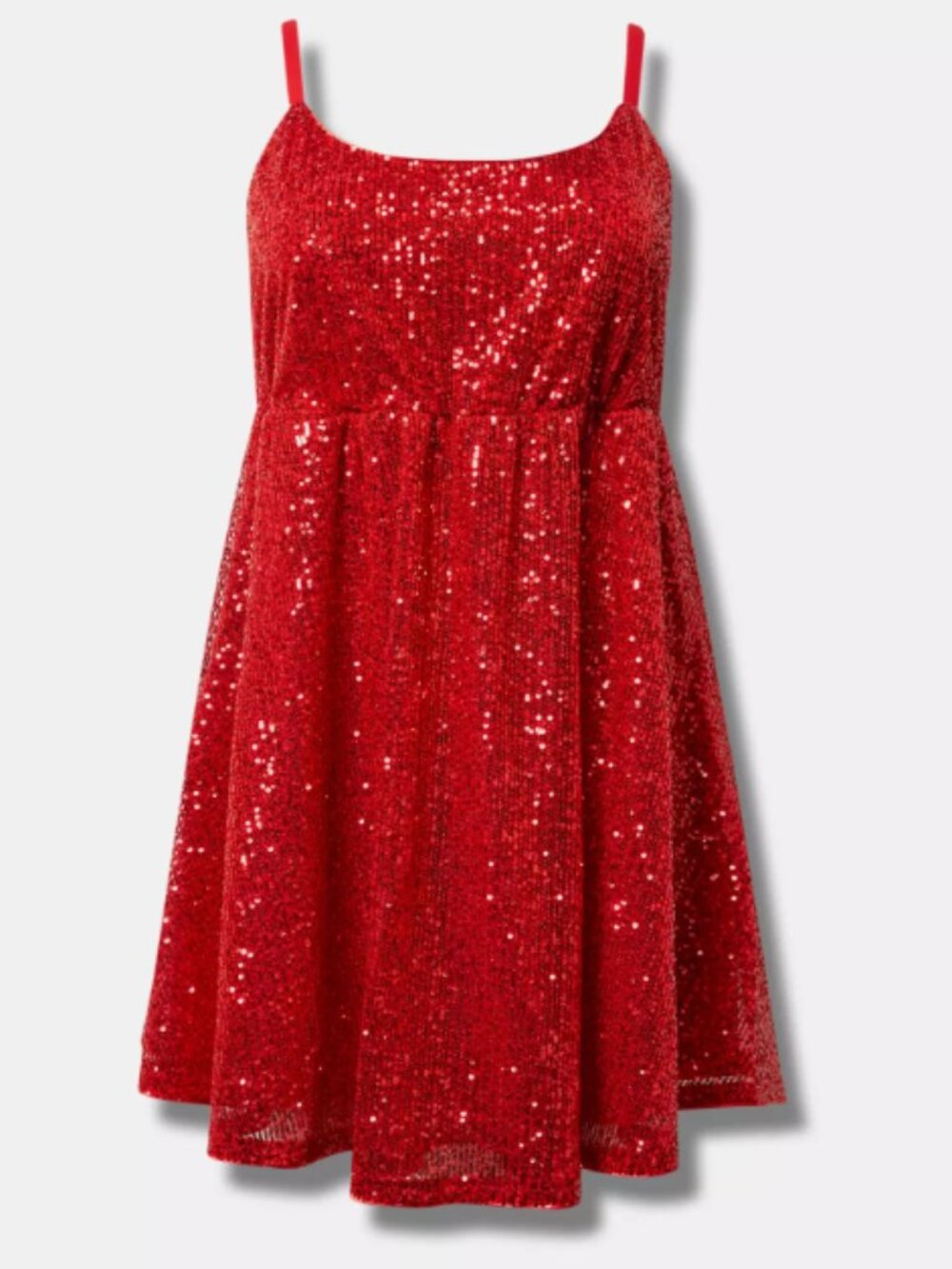 Brand Ne: torrid Red Sequin Spaghetti Strap Mini Dress (Skater Dress)
